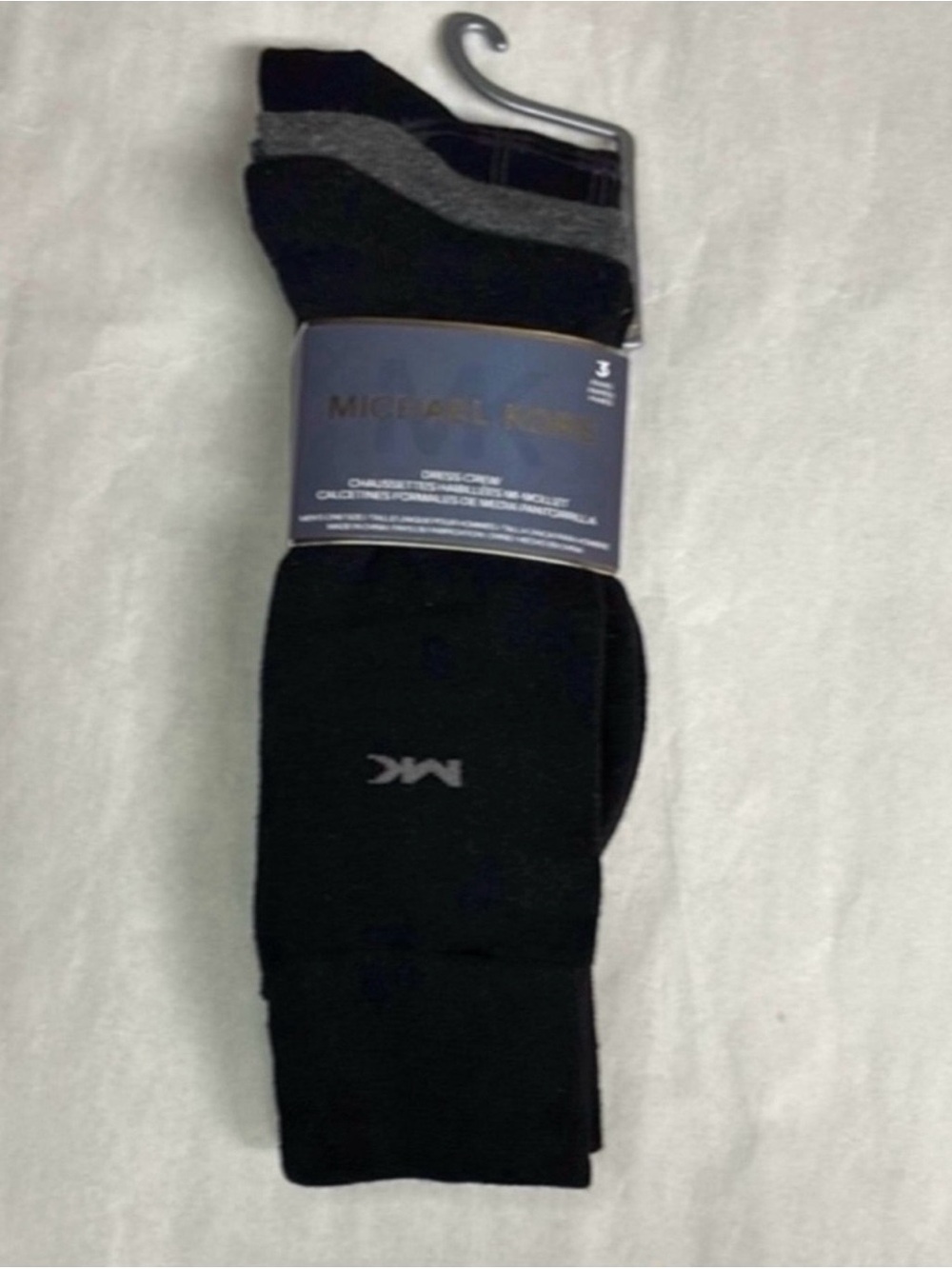 New Michael Kors Socks Men’s 3 Pair Black & Gray Dress Crew Sock Business Casual